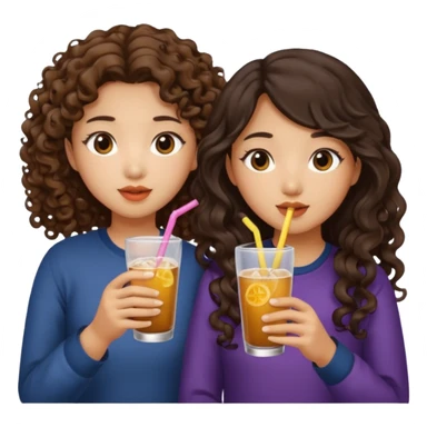 Two girls drinking they’re both Asian but one has curly brown hair and the other has long dark hair sticker