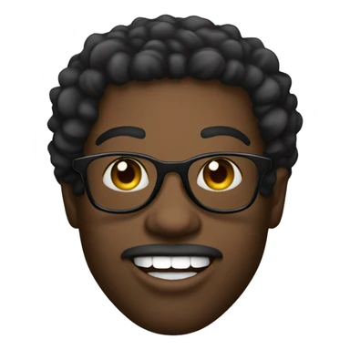 African-American guy with grills in mouth square framed shades, and low curly hair sticker