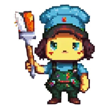 artist character holding a paintbrush sticker