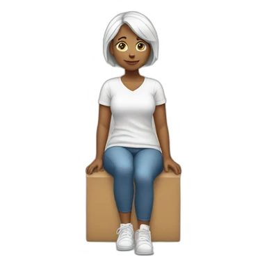 woman with white hear leaning on her left knee  sticker