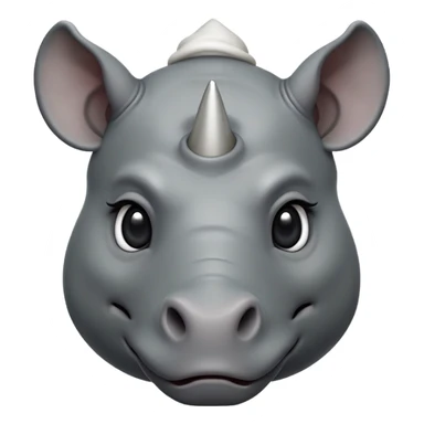 cinematic-noble-cute-rhinoceros-portrait-emoji,slate-grey-hide-poised-and-regal,-with-a-massive,-powerful-build-and-a-thick,--deep-set-soulful-piercing-eyes,-simplified-yet-sharp-and-sophisticated-features,-highly-detailed,-large-black-eyes, white horn, front facing sticker
