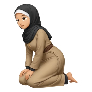 Islamic Woman Kneeling prostrated side view sticker