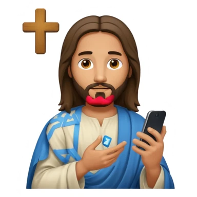 Jésus sur son téléphonesur son téléphone en train de le regarder sticker