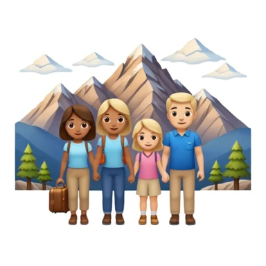 family photo, travelling mountains background sticker