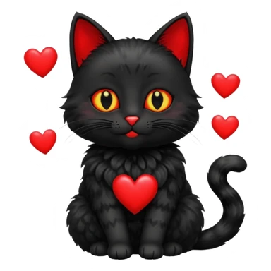 Black Cat with hearts sticker
