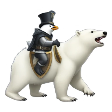 penguin knight riding a polar bear sticker