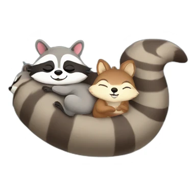 raccoon and a squirrel sleeping sticker