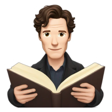 benedict cumberbatch witht book in hands sticker