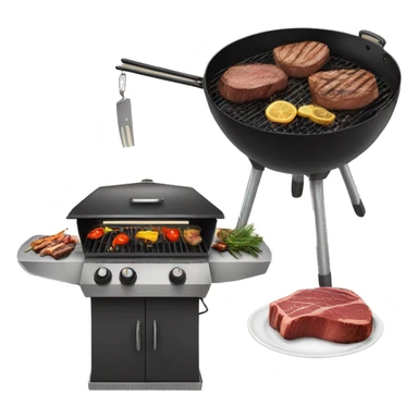 Singular Outdoor grill with steaks cooking on it sticker