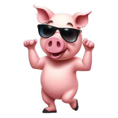 pig wearing sunglasses dancing with rave lights sticker