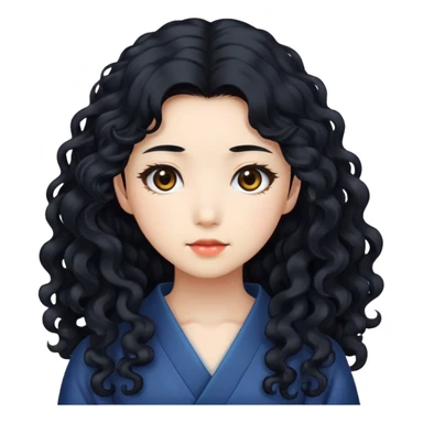 Japanese girl with long curly hair sticker