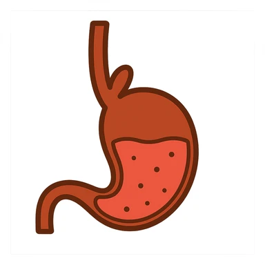 Create an emoji in a simple anatomical style similar to the reference image of esophagus and stomach. The emoji should have a transparent background and resemble the anatomical style but adapted to emoji style. sticker