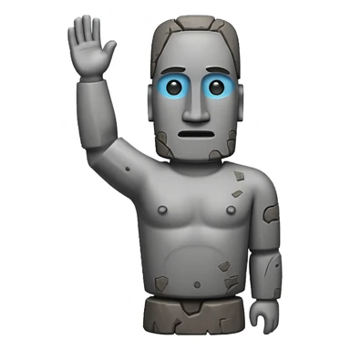 Un moai con una deja levantada sticker