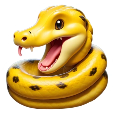 Cinematic Cute Yawning Anaconda Portrait Emoji, Head tilted slightly with a dramatic, wide-open yawn, showcasing a sinuous, scaled form with half-closed, drowsy eyes and an open, relaxed mouth, Simplified yet irresistibly adorable features, highly detailed, glowing with a soft, cozy jungle glow, high shine, relaxed yet expressive, stylized with a dash of whimsical reptilian charm, soft glowing outline, capturing the essence of a drowsy yet affectionate anaconda that appears ready to stretch out for a nap! sticker