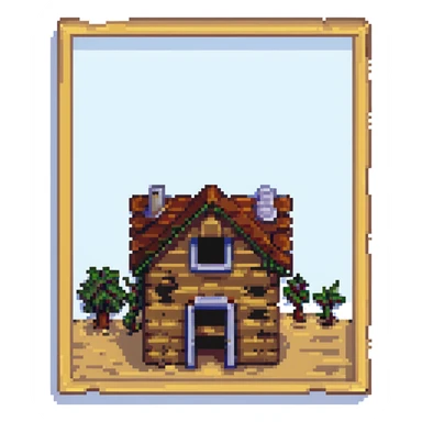 house under construction, pixel art, visible wooden frame sticker