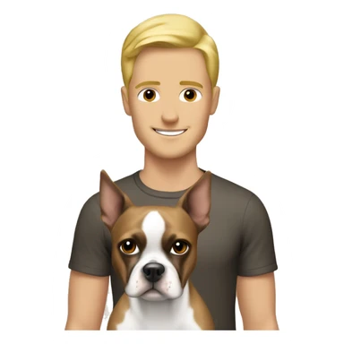 Blonde guy with brown boston terrier sticker