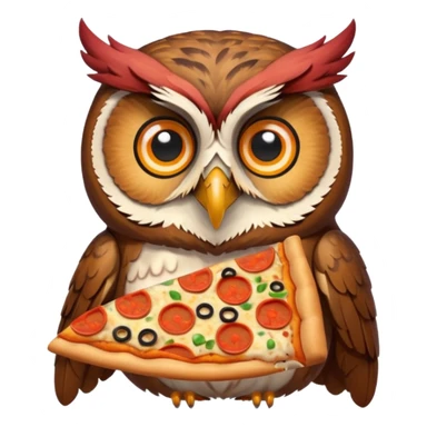 crea un gufo che mangia la pizza sticker