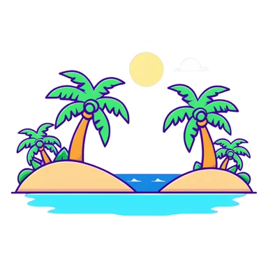 tropical island with palm trees and ocean sticker