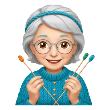 elderly women knitting sticker
