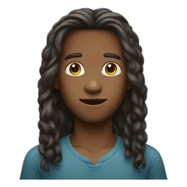 a boy with long face with long hairs no facial hairs have sharp features sticker