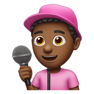 Black man in pink hat holding microphone sticker