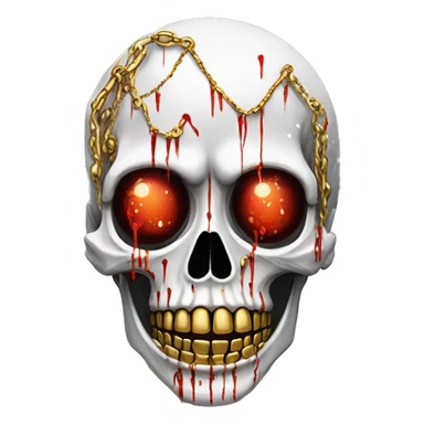 White skeleton zombie person covered in golden chains and black graffiti scribbles and red and silver doodles snowing snowflakes sticker