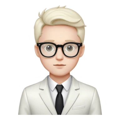 뿔테 안경에 흰색 정장 자켓을 입은 귀여운 젊은 남자 의사를 2D 흑백으로 그려주세요 sticker