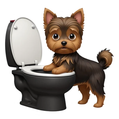 Yorkshire terrier na privada sentado fazer poop 3D sticker