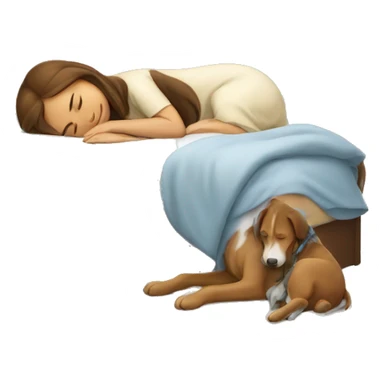 girl sleeping with dog sticker