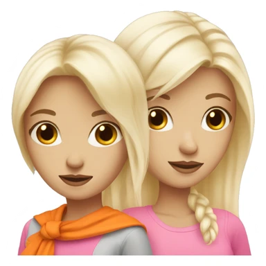 White blonde and brunette best friends wearing pink and orange  sticker
