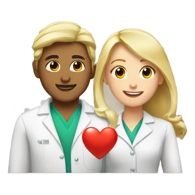 blonde female pharmacist and male chemist in love  sticker