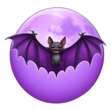 purple dripping vampire bat wings flying in front of large realistic full moon sticker