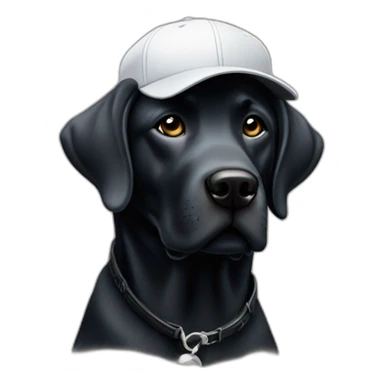 Labrador noir avec une casquette de baseball et une pipe sticker