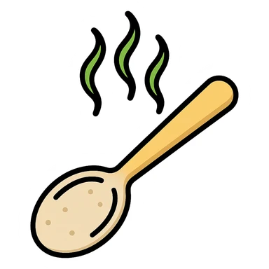 dirty old spoon with greenish foul odor vapors, icon style, clear outline, simple shading sticker