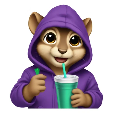 Chipmunk with hoodie drinking purple drink sticker