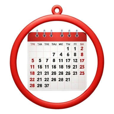 Wall calendar with red circled date sticker