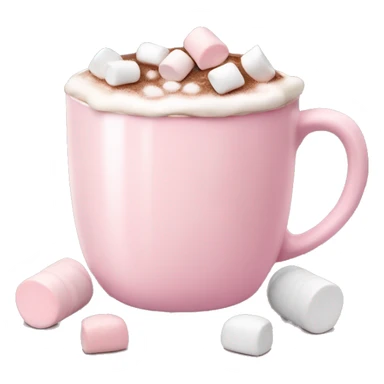 Light Pink mug of hot chocolate with marshmallows  sticker