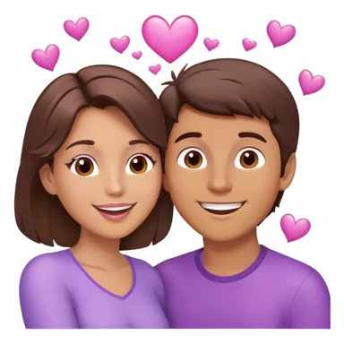 White brunette human man with rays of light Heart kisses a pastel purple woman sticker