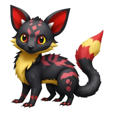 Rare exotic cute epic aesthetic gothic colorful Salandit-Eevee-Civet-species-Fakemon-hybrid-creature, with markings, full body sticker