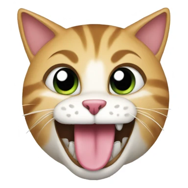 create a cat with funny face eating  sticker