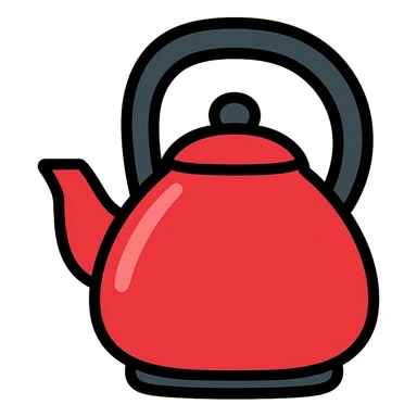 red teapot with black handle in frutiger aero style sticker