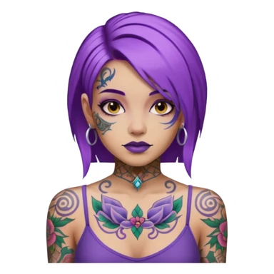 women with tatoos and hightlight that tatoos with purple hair sticker