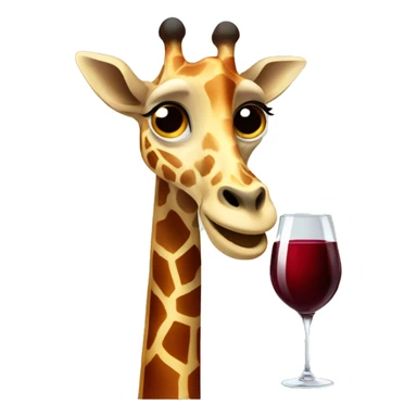 French giraffe holding red wineglass sticker