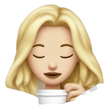 blonde white girl inside a blanket sipping coffee eyes closed sticker