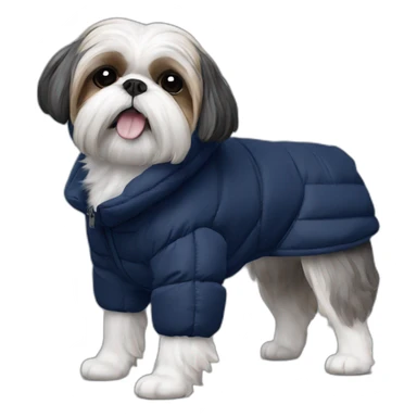 Shih tzu in navy blue puffer coat sticker