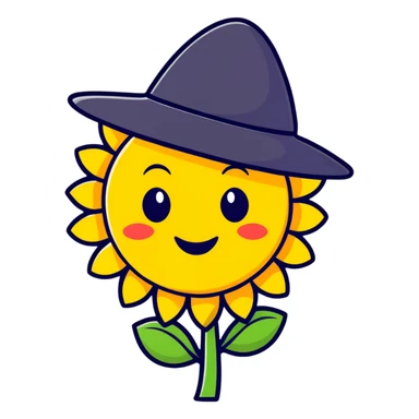 Happy Ukrainian emoji with sunflower and traditional Ukrainian hat sticker