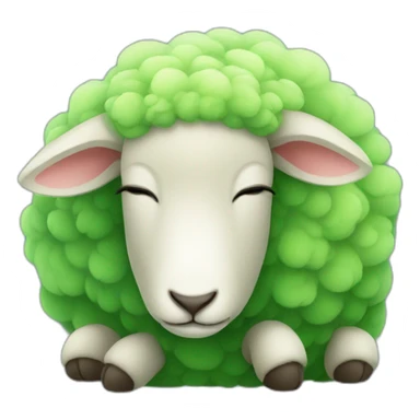 green sheep sleeping sticker