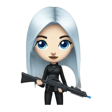 goth girl with blue eyes with weapon sticker