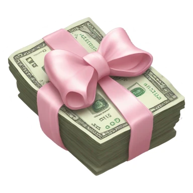 Wad of Cash with a tiny light pink bow around it sticker
