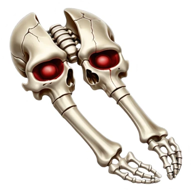 metallic anatomic bones with traces of blood, steel texture, dark dramatic tone, clean background sticker